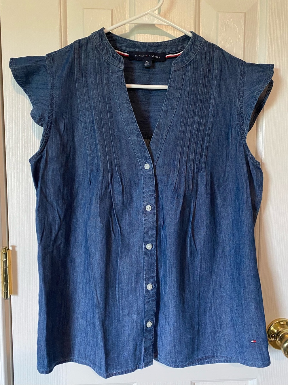 Tommy Hilfiger Blue Denim Chambray Button-Front Women's Tank Size XS